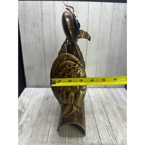 Vtg Style Metal Owl Candle Holder Brown with Black Eyes Caged Candle 13" Tall - Picture 9 of 9